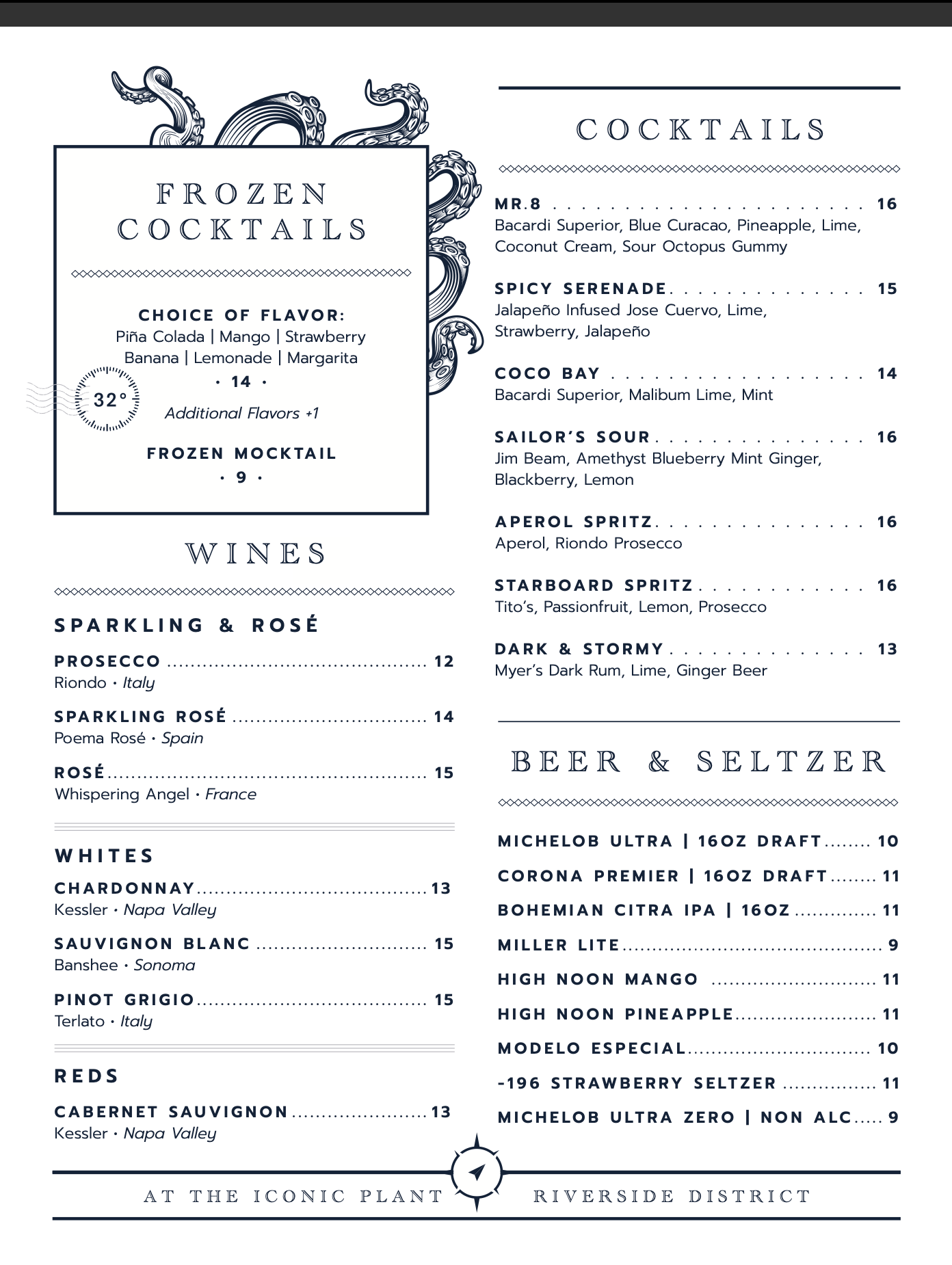 Compass Pool Lounge Drinks Menu